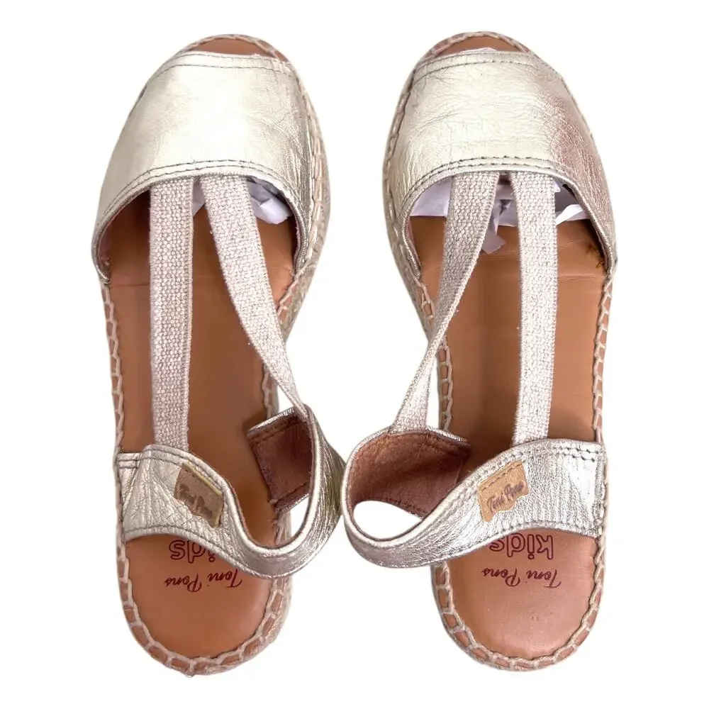 Toni Pons Eli-P Girl's Espadrille Sandals in Metallic Gold Slingbacks Size 2.5